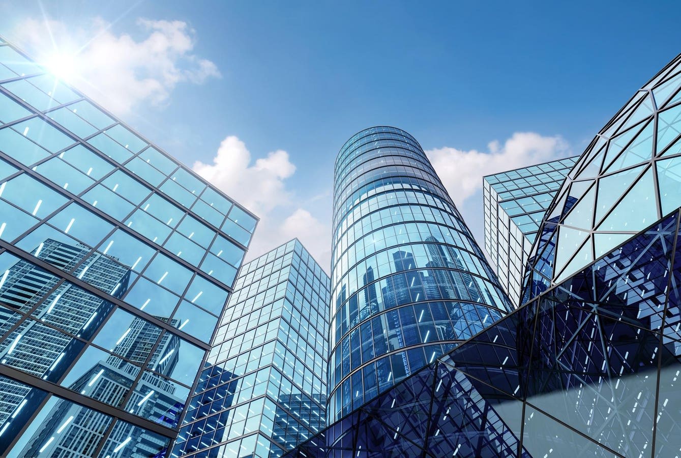 imagem de prédio comercial com skyline